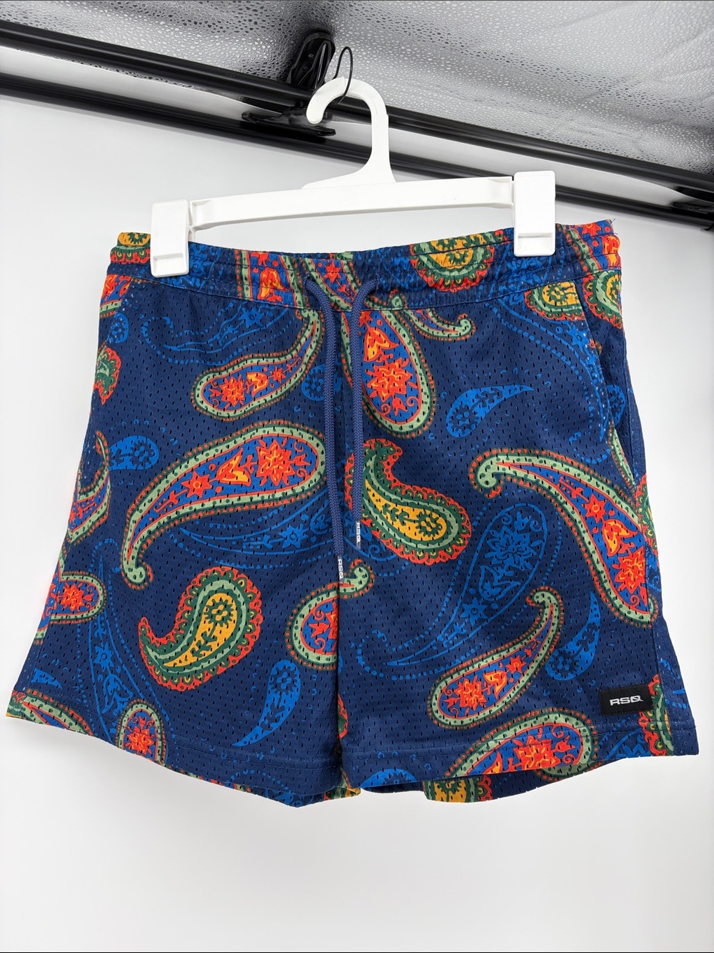 RSQ Men’s Mesh 5” Shorts- Medium- Navy Paisley Print